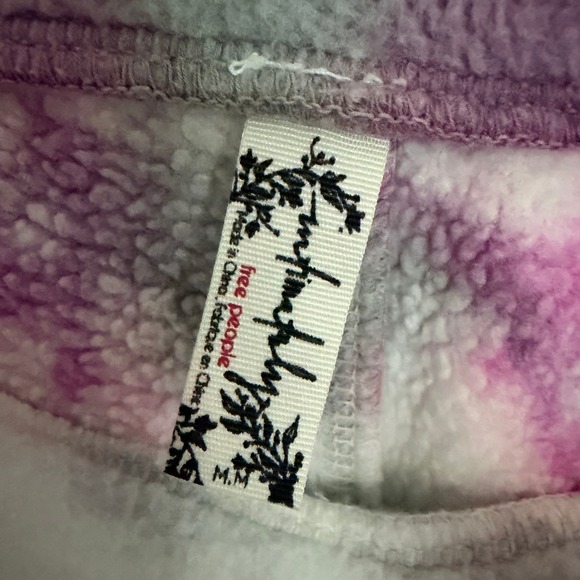 Free People Kelly Lounge Set Medium Pink Grey Tie Dye Excellent Fleece - Picture 7 of 9